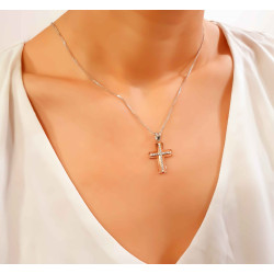 Λευκόχρυσος γυναικείος σταυρός 14 Καρατίων
