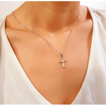 Λευκόχρυσος γυναικείος σταυρός 14 Καρατίων