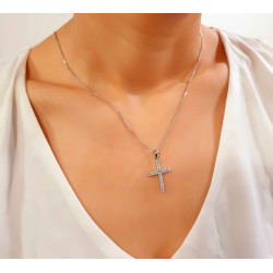 Λευκόχρυσος γυναικείος σταυρός 14 Καρατίων