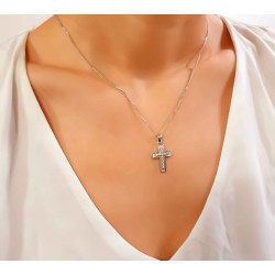 Λευκόχρυσος γυναικείος σταυρός 14 Καρατίων