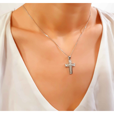 Λευκόχρυσος γυναικείος σταυρός 14 Καρατίων