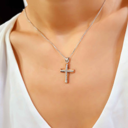 Λευκόχρυσος γυναικείος σταυρός 14 Καρατίων