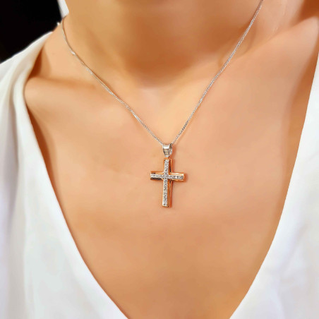 Λευκόχρυσος γυναικείος σταυρός 14 Καρατίων