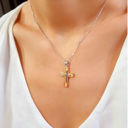 Λευκόχρυσος γυναικείος σταυρός 14 Καρατίων