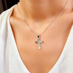Λευκόχρυσος γυναικείος σταυρός 14 Καρατίων