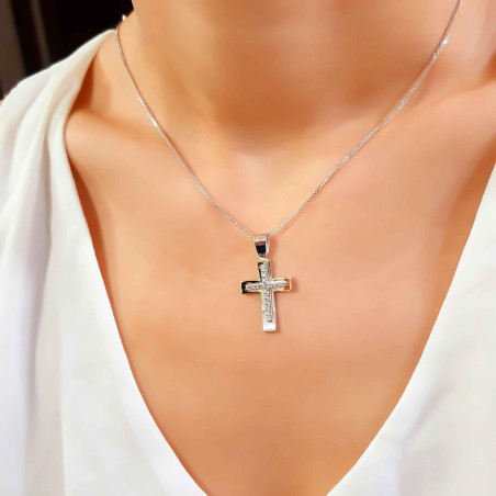 Λευκόχρυσος γυναικείος σταυρός 14 Καρατίων