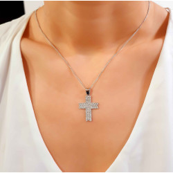 Λευκόχρυσος γυναικείος σταυρός 14 Καρατίων