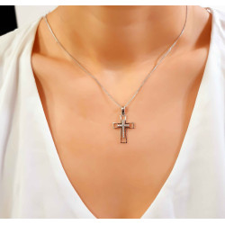 Λευκόχρυσος γυναικείος σταυρός 14 Καρατίων