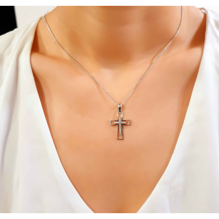 Λευκόχρυσος γυναικείος σταυρός 14 Καρατίων