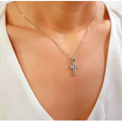 Λευκόχρυσος γυναικείος σταυρός 14 Καρατίων