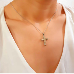 Λευκόχρυσος γυναικείος σταυρός 14 Καρατίων
