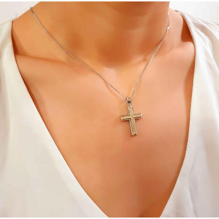 Λευκόχρυσος γυναικείος σταυρός 14 Καρατίων