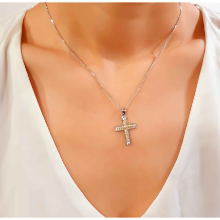 Λευκόχρυσος γυναικείος σταυρός 14 Καρατίων