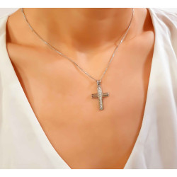 Λευκόχρυσος γυναικείος σταυρός 14 Καρατίων