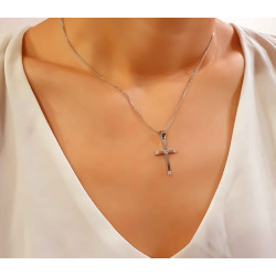 Λευκόχρυσος γυναικείος σταυρός 14 Καρατίων