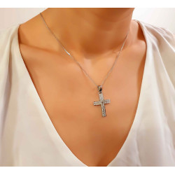 Λευκόχρυσος γυναικείος σταυρός 14 Καρατίων