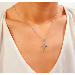 Λευκόχρυσος γυναικείος σταυρός 14 Καρατίων