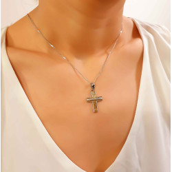 Λευκόχρυσος γυναικείος σταυρός 14 Καρατίων