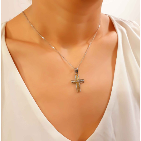 Λευκόχρυσος γυναικείος σταυρός 14 Καρατίων