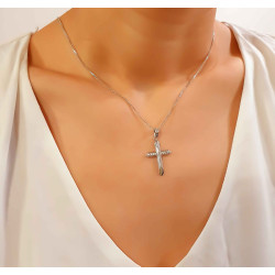 Λευκόχρυσος γυναικείος σταυρός 14 Καρατίων