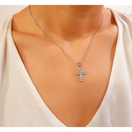 Λευκόχρυσος γυναικείος σταυρός 14 Καρατίων