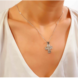 Λευκόχρυσος γυναικείος σταυρός 14 Καρατίων