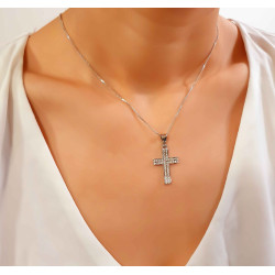Λευκόχρυσος γυναικείος σταυρός 14 Καρατίων