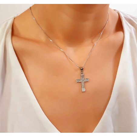 Λευκόχρυσος γυναικείος σταυρός 14 Καρατίων