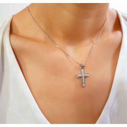 Λευκόχρυσος γυναικείος σταυρός 14 Καρατίων