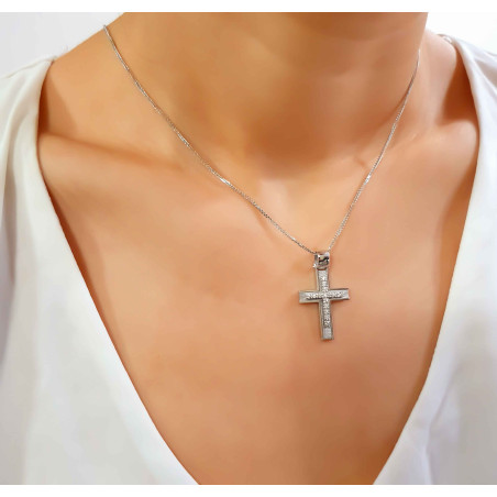 Λευκόχρυσος γυναικείος σταυρός 14 Καρατίων
