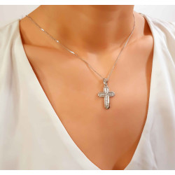Λευκόχρυσος γυναικείος σταυρός 14 Καρατίων