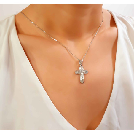 Λευκόχρυσος γυναικείος σταυρός 14 Καρατίων