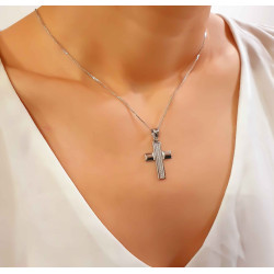 Λευκόχρυσος γυναικείος σταυρός 14 Καρατίων