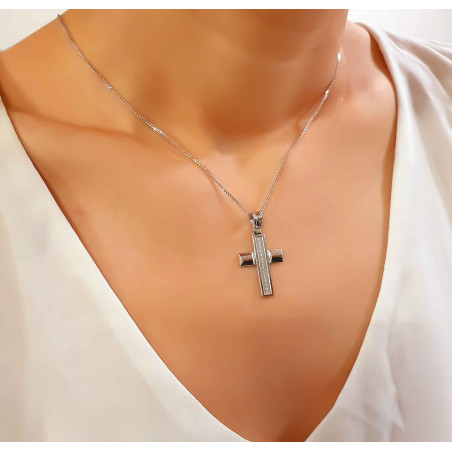 Λευκόχρυσος γυναικείος σταυρός 14 Καρατίων