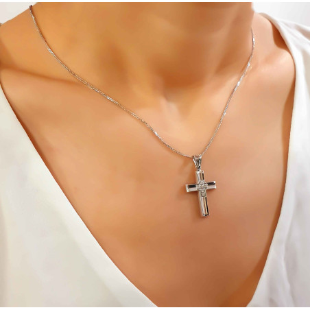Λευκόχρυσος γυναικείος σταυρός 14 Καρατίων