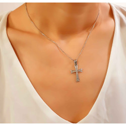 Λευκόχρυσος γυναικείος σταυρός 14 Καρατίων
