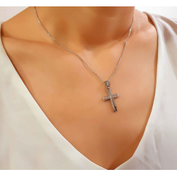 Λευκόχρυσος γυναικείος σταυρός 14 Καρατίων