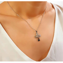 Λευκόχρυσος γυναικείος σταυρός 14 Καρατίων