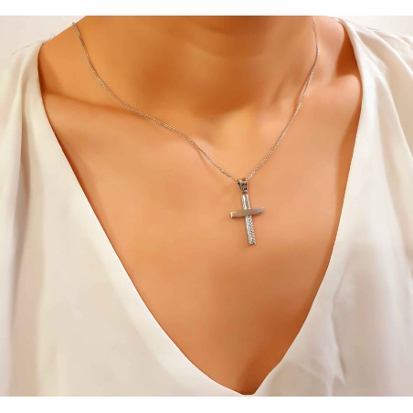 Λευκόχρυσος γυναικείος σταυρός 14 Καρατίων