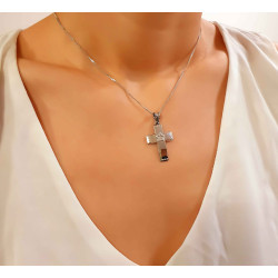 Λευκόχρυσος γυναικείος σταυρός 14 Καρατίων