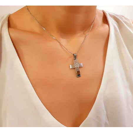 Λευκόχρυσος γυναικείος σταυρός 14 Καρατίων