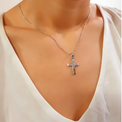 Λευκόχρυσος γυναικείος σταυρός 14 Καρατίων