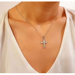 Λευκόχρυσος γυναικείος σταυρός 14 Καρατίων