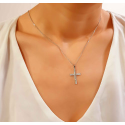 Λευκόχρυσος γυναικείος σταυρός 14 Καρατίων