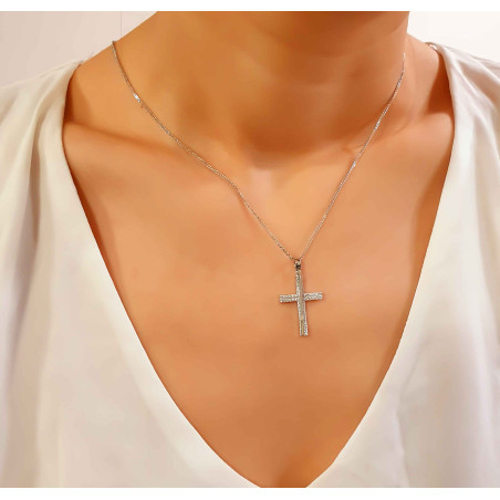 Λευκόχρυσος γυναικείος σταυρός 14 Καρατίων