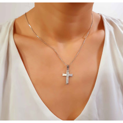 Λευκόχρυσος γυναικείος σταυρός 14 Καρατίων
