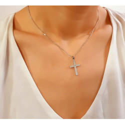 Λευκόχρυσος γυναικείος σταυρός 14 Καρατίων