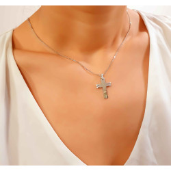 Λευκόχρυσος γυναικείος σταυρός 14 Καρατίων