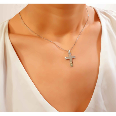 Λευκόχρυσος γυναικείος σταυρός 14 Καρατίων