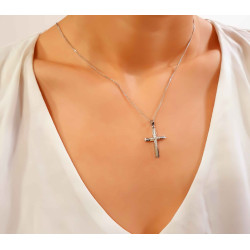 Λευκόχρυσος γυναικείος σταυρός 14 Καρατίων